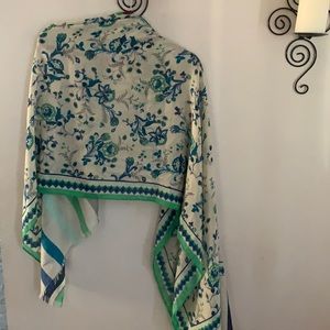 Floral green/blue scarf/wrap. One size
